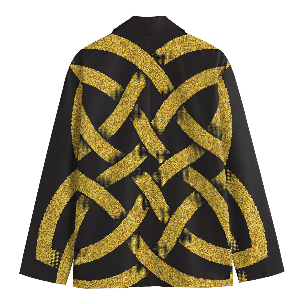 Gold Celtic Knot Symbol Print Men's Blazer