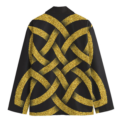 Gold Celtic Knot Symbol Print Men's Blazer