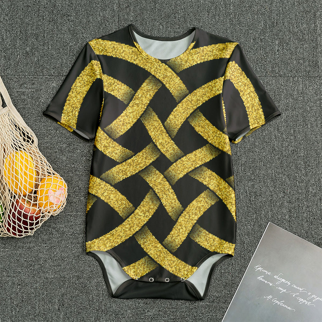 Gold Celtic Knot Symbol Print Men's Bodysuit