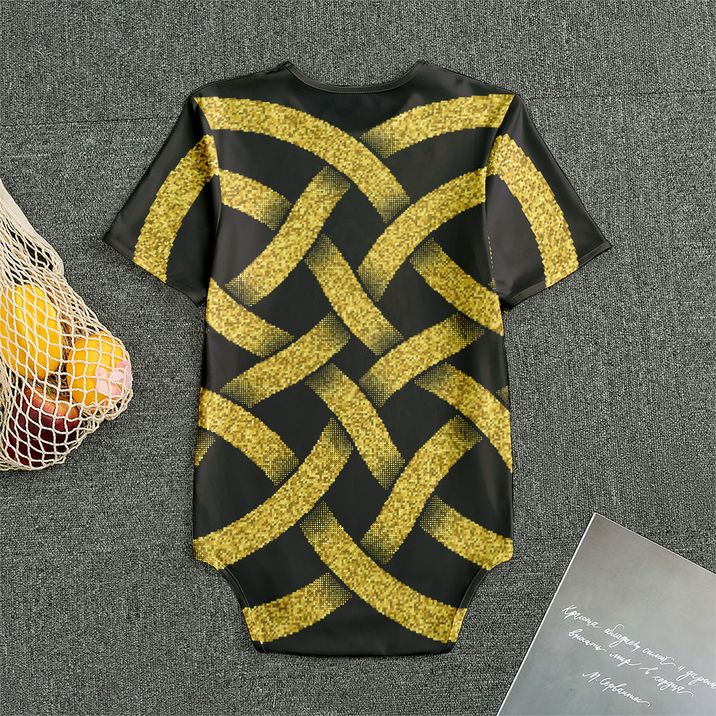 Gold Celtic Knot Symbol Print Men's Bodysuit