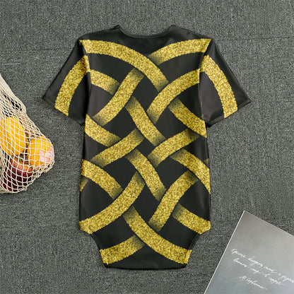 Gold Celtic Knot Symbol Print Men's Bodysuit