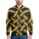 Gold Celtic Knot Symbol Print Men's Bomber Jacket
