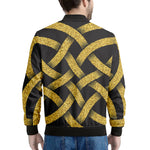 Gold Celtic Knot Symbol Print Men's Bomber Jacket