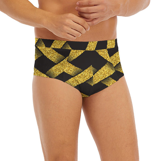 Gold Celtic Knot Symbol Print Men's Briefs