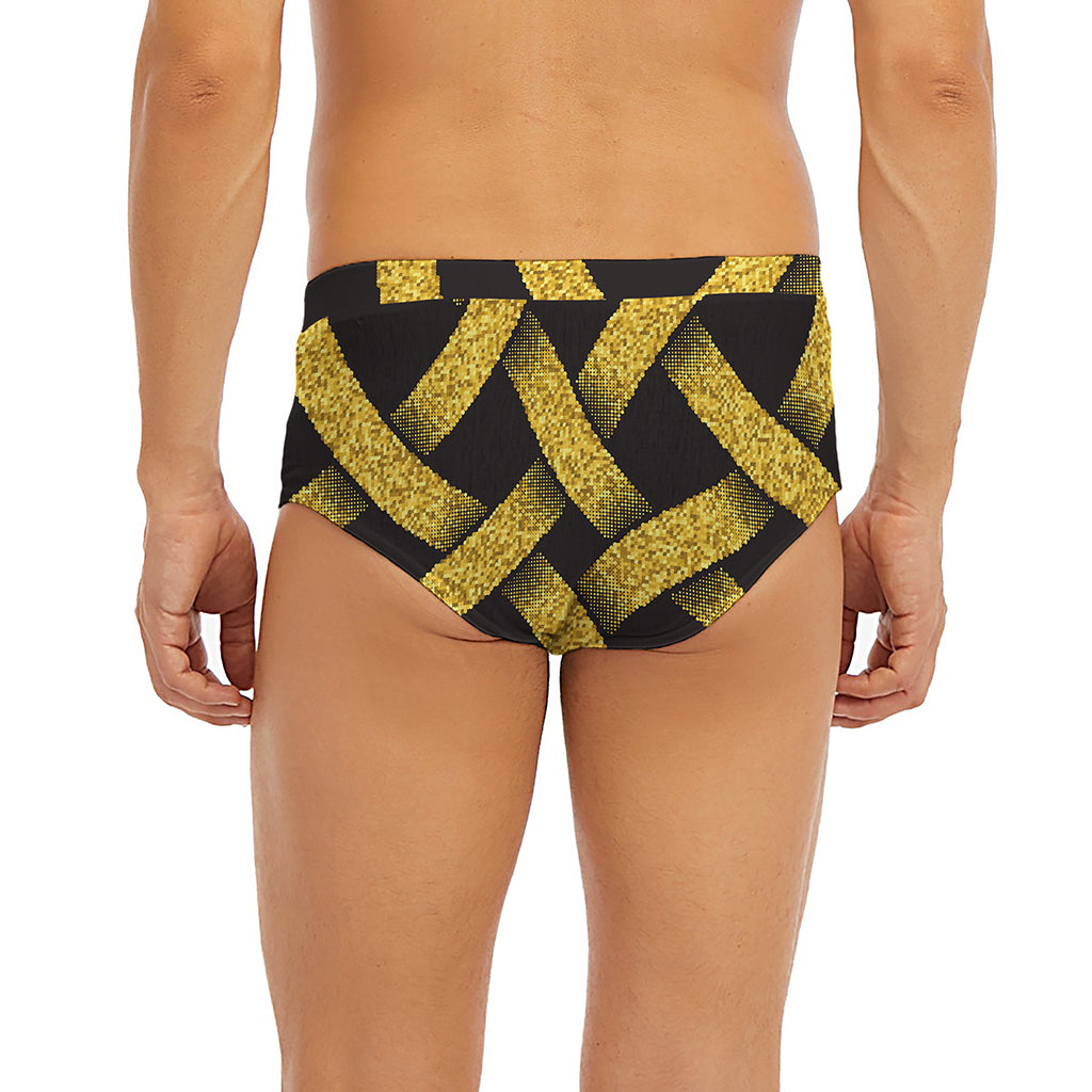 Gold Celtic Knot Symbol Print Men's Briefs