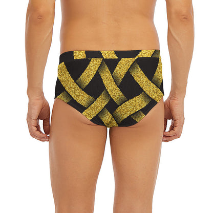 Gold Celtic Knot Symbol Print Men's Briefs
