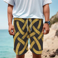 Gold Celtic Knot Symbol Print Men's Cargo Shorts