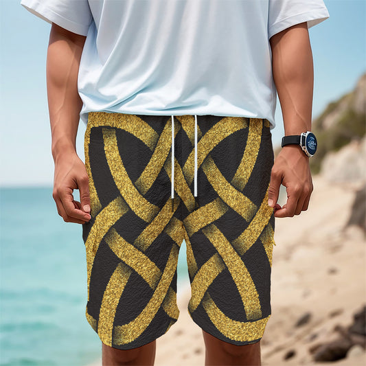 Gold Celtic Knot Symbol Print Men's Cargo Shorts