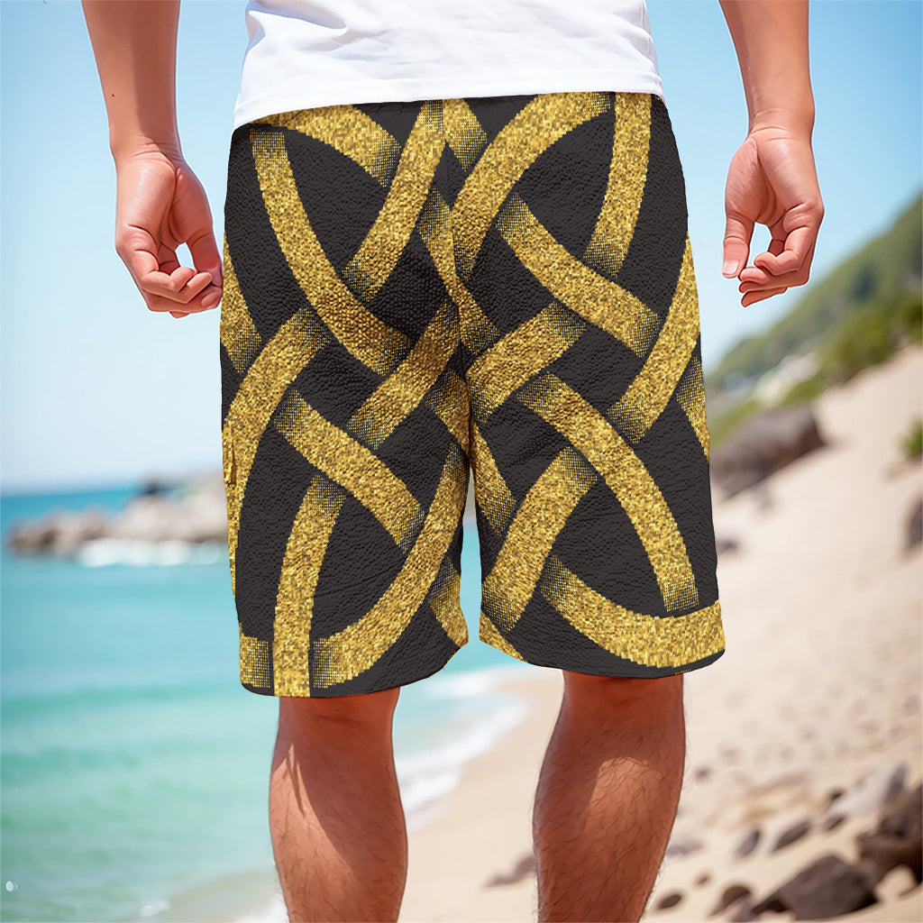 Gold Celtic Knot Symbol Print Men's Cargo Shorts