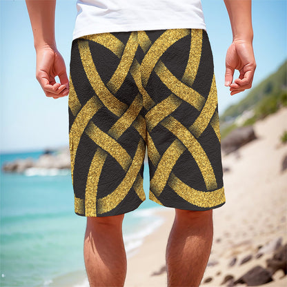 Gold Celtic Knot Symbol Print Men's Cargo Shorts