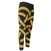 Gold Celtic Knot Symbol Print Men's Compression Pants