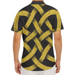 Gold Celtic Knot Symbol Print Men's Deep V-Neck Shirt