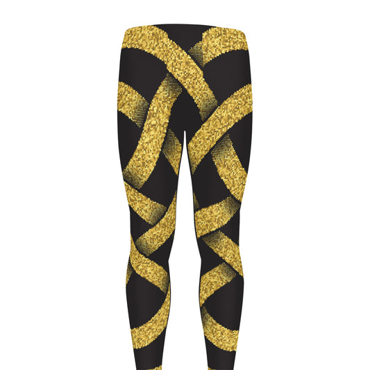 Gold Celtic Knot Symbol Print Men's leggings