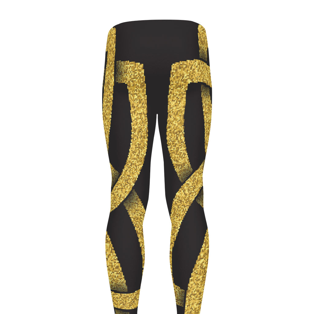 Gold Celtic Knot Symbol Print Men's leggings