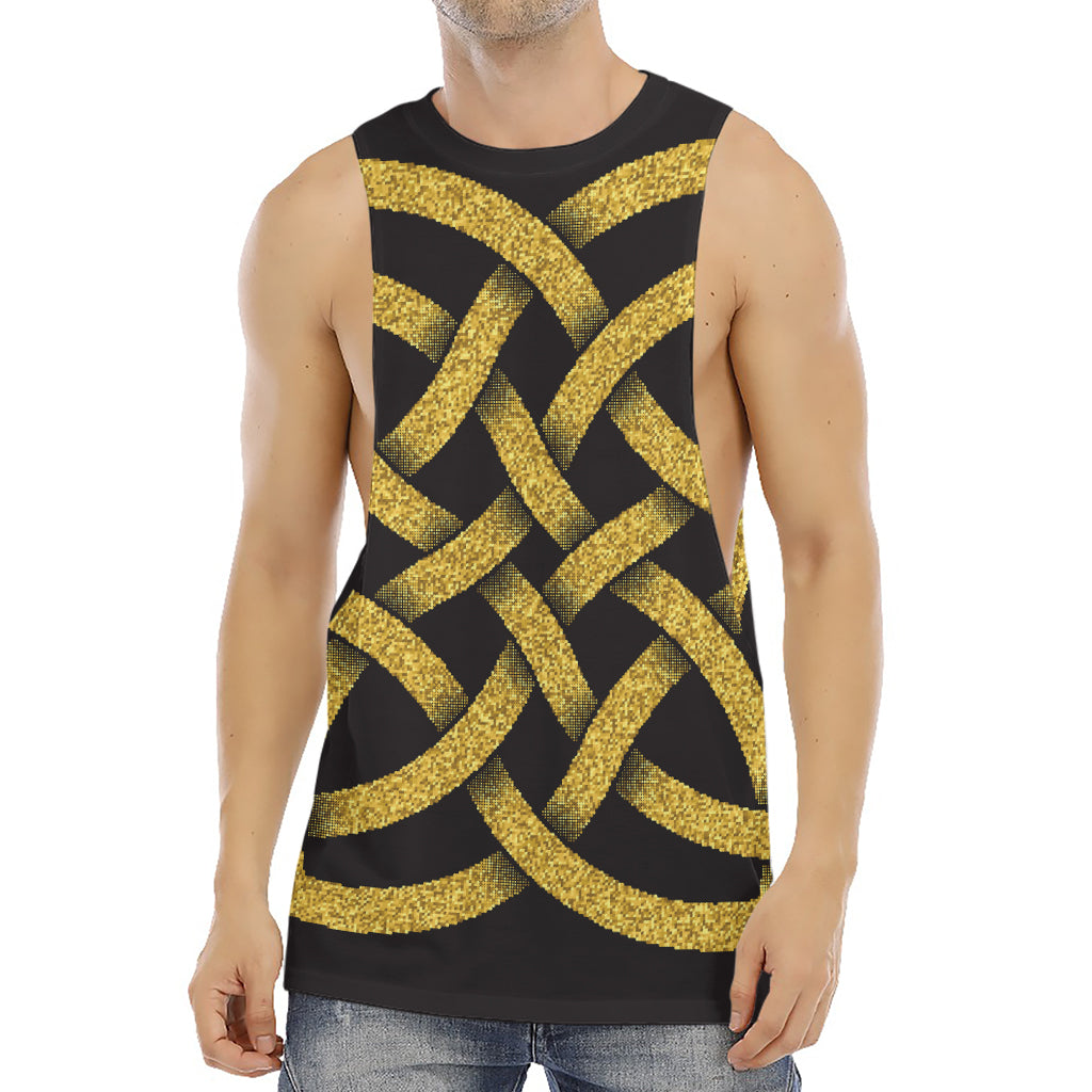 Gold Celtic Knot Symbol Print Men's Muscle Tank Top