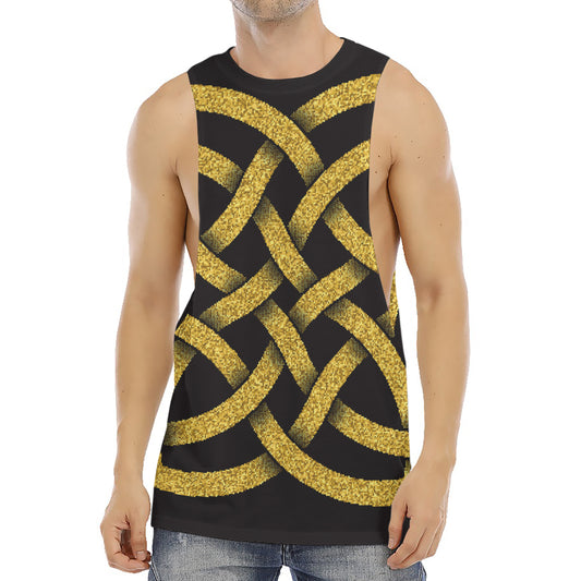 Gold Celtic Knot Symbol Print Men's Muscle Tank Top