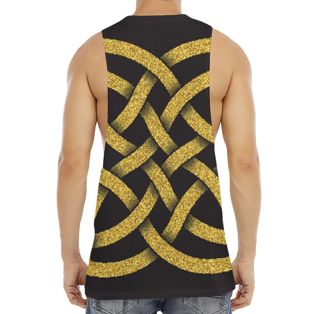 Gold Celtic Knot Symbol Print Men's Muscle Tank Top