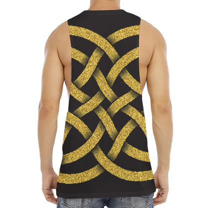 Gold Celtic Knot Symbol Print Men's Muscle Tank Top