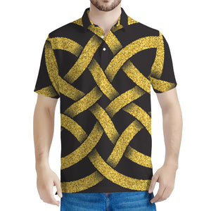 Gold Celtic Knot Symbol Print Men's Polo Shirt