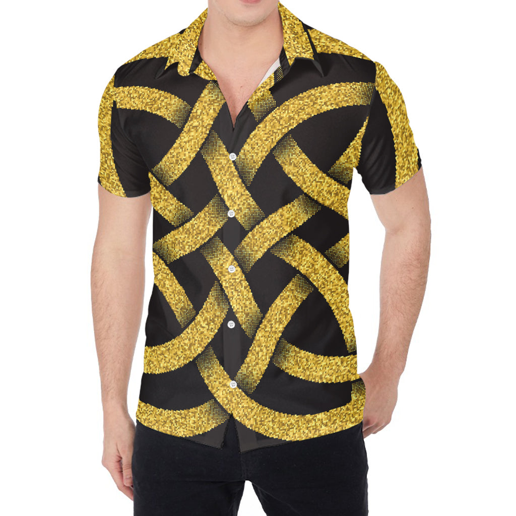 Gold Celtic Knot Symbol Print Men's Shirt