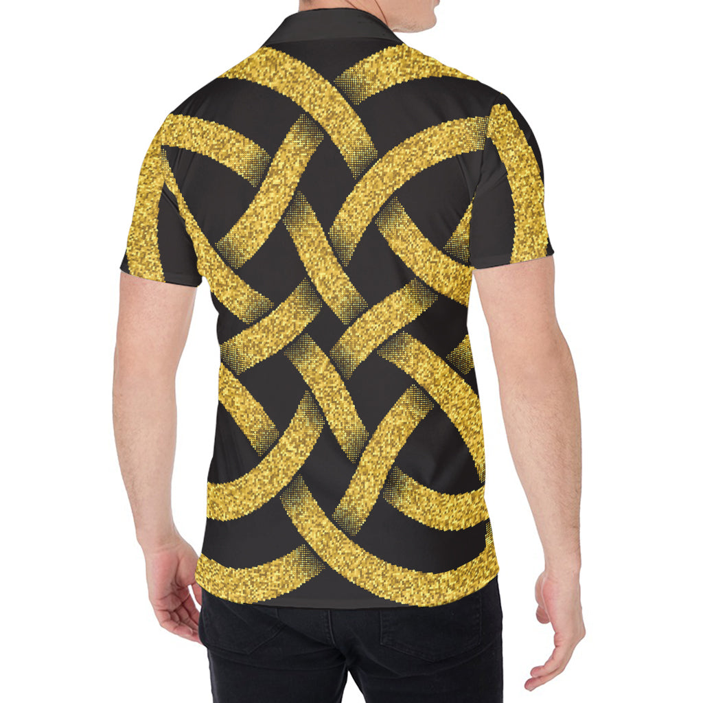 Gold Celtic Knot Symbol Print Men's Shirt