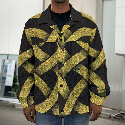 Gold Celtic Knot Symbol Print Men's Shirt Jacket