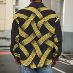 Gold Celtic Knot Symbol Print Men's Shirt Jacket