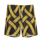 Gold Celtic Knot Symbol Print Men's Sports Shorts