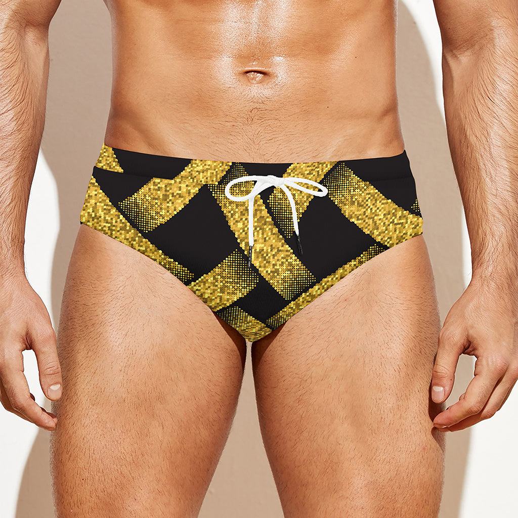 Gold Celtic Knot Symbol Print Men's Swim Briefs