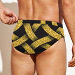Gold Celtic Knot Symbol Print Men's Swim Briefs