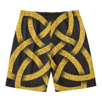 Gold Celtic Knot Symbol Print Men's Swim Trunks