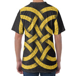 Gold Celtic Knot Symbol Print Men's Velvet T-Shirt