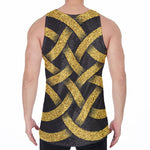 Gold Celtic Knot Symbol Print Men's Velvet Tank Top