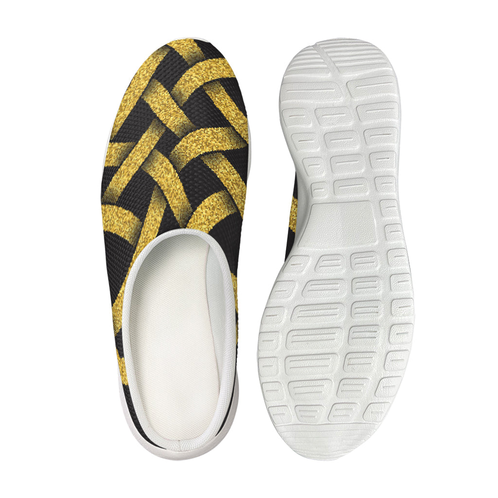 Gold Celtic Knot Symbol Print Mesh Casual Shoes