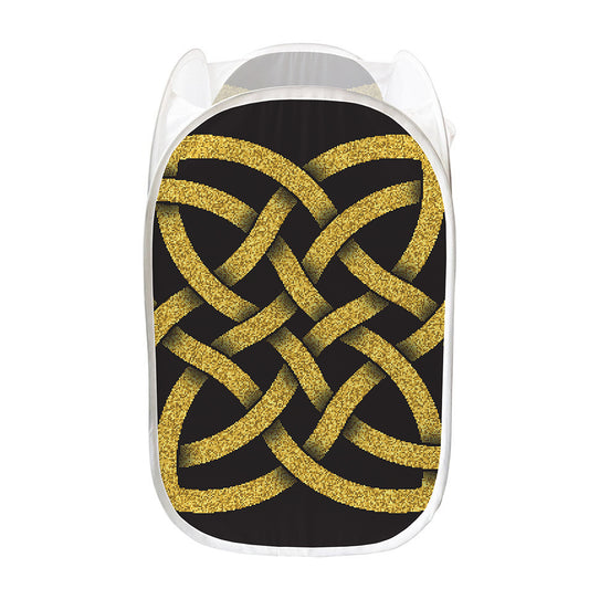 Gold Celtic Knot Symbol Print Mesh Laundry Hamper