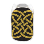 Gold Celtic Knot Symbol Print Mesh Laundry Hamper