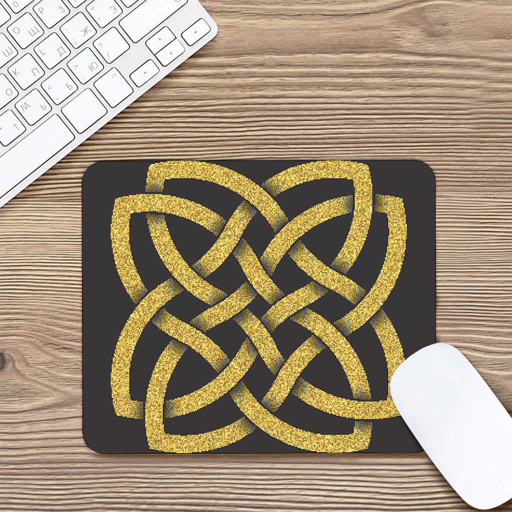 Gold Celtic Knot Symbol Print Mouse Pad