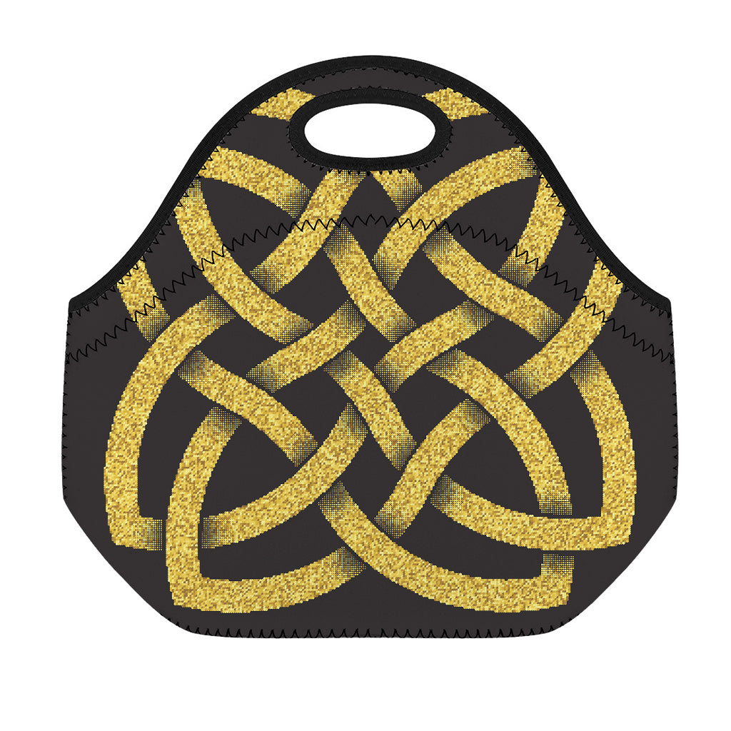 Gold Celtic Knot Symbol Print Neoprene Lunch Bag