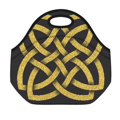 Gold Celtic Knot Symbol Print Neoprene Lunch Bag