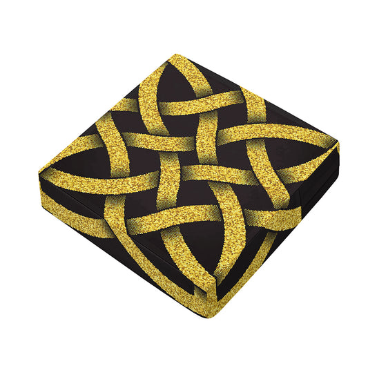 Gold Celtic Knot Symbol Print Outdoor Seat Cushion Cover