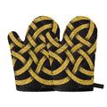 Gold Celtic Knot Symbol Print Oven Mitts