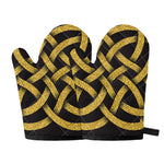 Gold Celtic Knot Symbol Print Oven Mitts