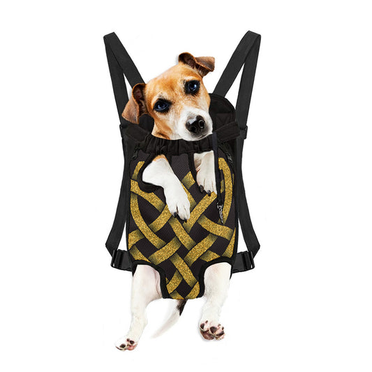 Gold Celtic Knot Symbol Print Pet Carrier Backpack