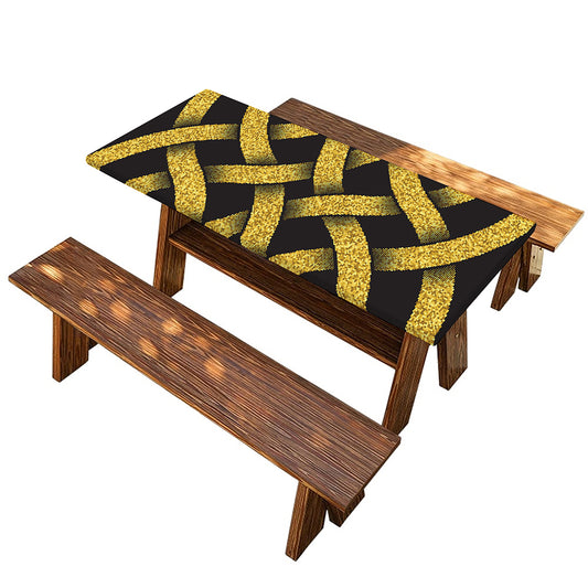 Gold Celtic Knot Symbol Print Picnic Table Cover