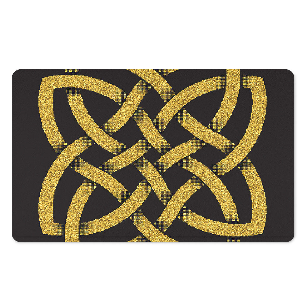Gold Celtic Knot Symbol Print Polyester Doormat
