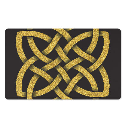 Gold Celtic Knot Symbol Print Polyester Doormat