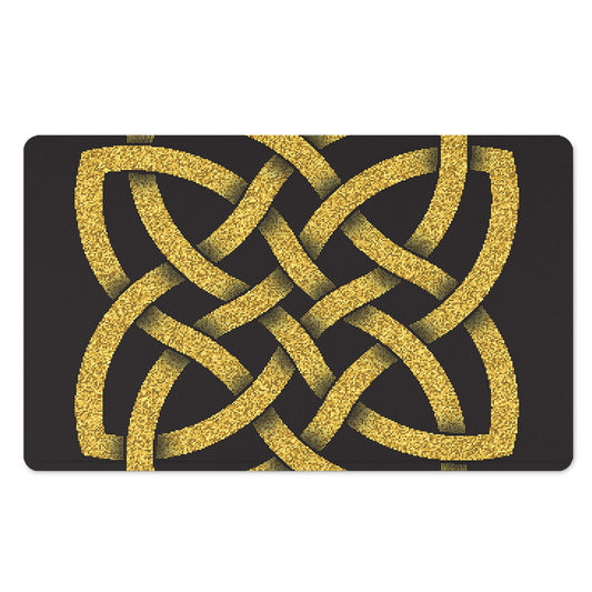 Gold Celtic Knot Symbol Print Polyester Doormat