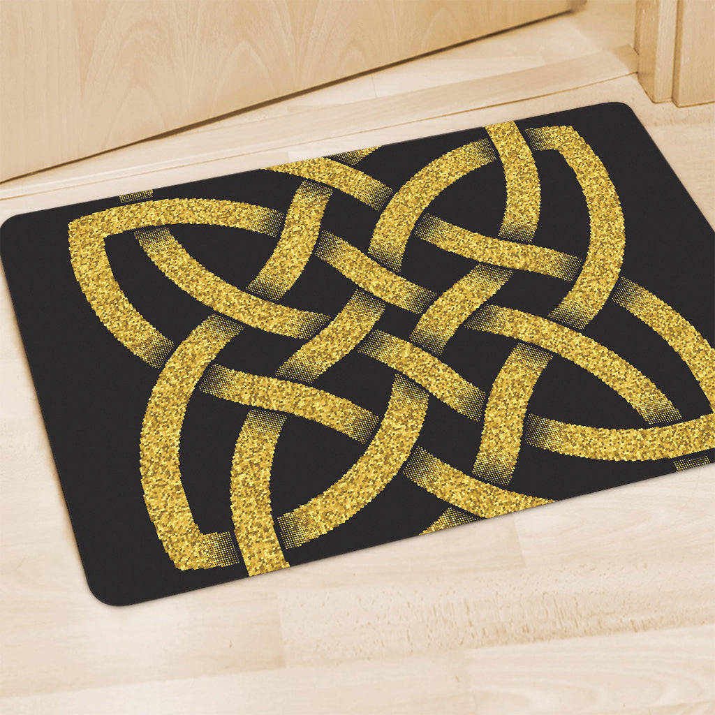 Gold Celtic Knot Symbol Print Polyester Doormat