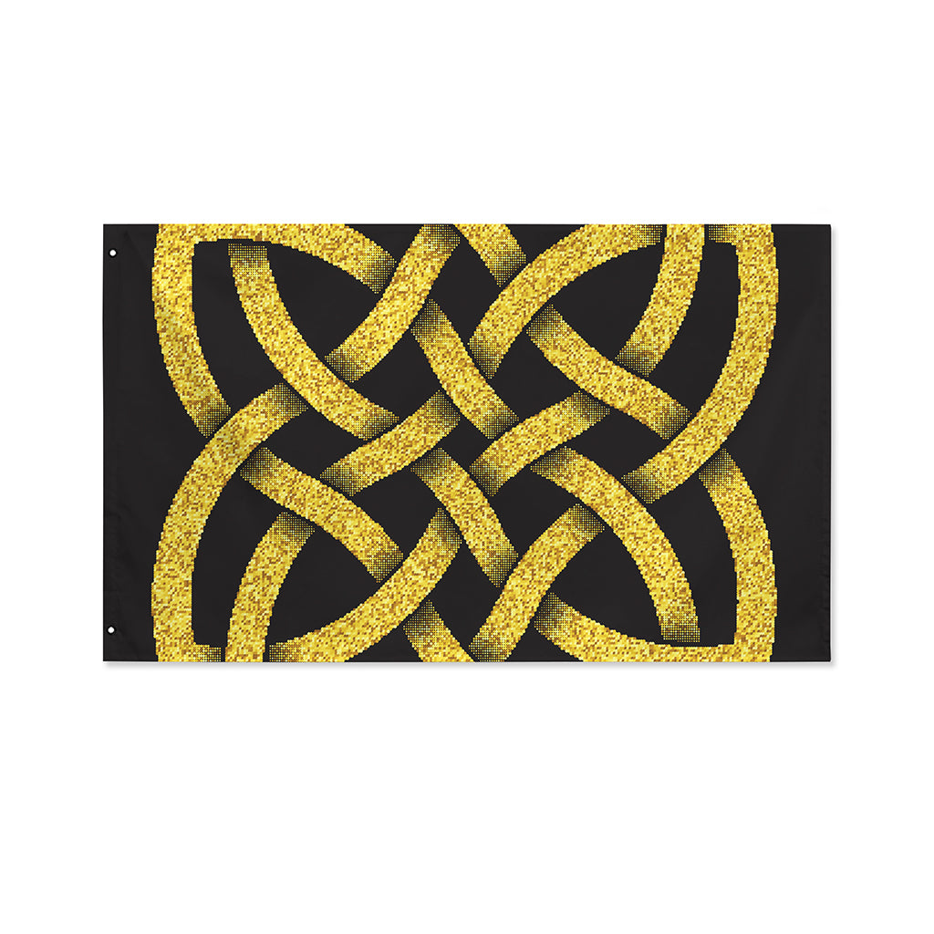 Gold Celtic Knot Symbol Print Polyester Flag