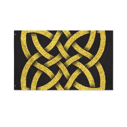 Gold Celtic Knot Symbol Print Polyester Flag
